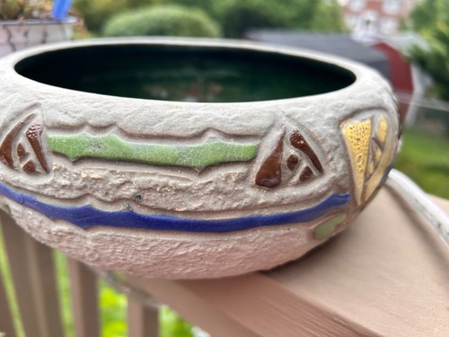 Roseville antique Mostique Arts and Crafts pottery 7.5" bowl or planter; vintage - Picture 2 of 8
