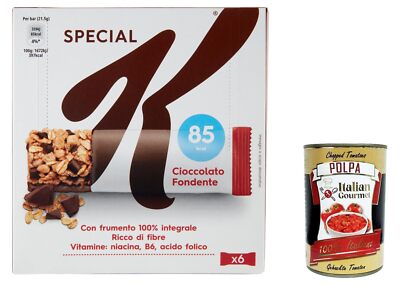 3x Kellogg's Special K Cioccolato Fondente, Dunkle Schokoriegel 129g+Polpa 400g
