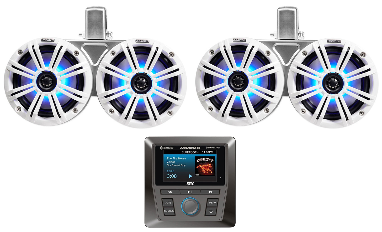 2 Светодиодные колонки KICKER 45KMTDC65W Dual 65 390w Marine Wakeboard Tower со светодиодной подсветкой приемник