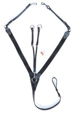 FSS German Leather Elastic V CHECK 3 POINT Soft Sheepskin POSH Breastplate BLACK
