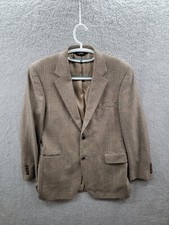 JoS A Bank Mens Mocha Brown Houndstooth Square Pattern Blazer Jacket Coat 44R