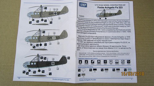 AMP 72-003 Focke Angelis Fa-223 Drache Helicopter 1/72 scale - Picture 9 of 12