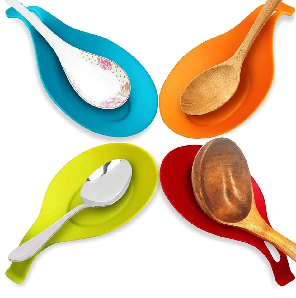 Paquete de 4 Juego de reposacucharas de silicona - Soporte para utensilios sin BPA para estufa y encimera Foto 3 de 4