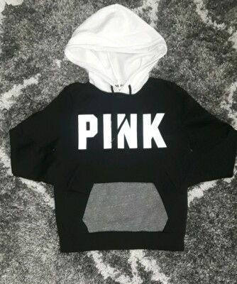 Vs pink perfect pull over brand new size small black colorblock logo 