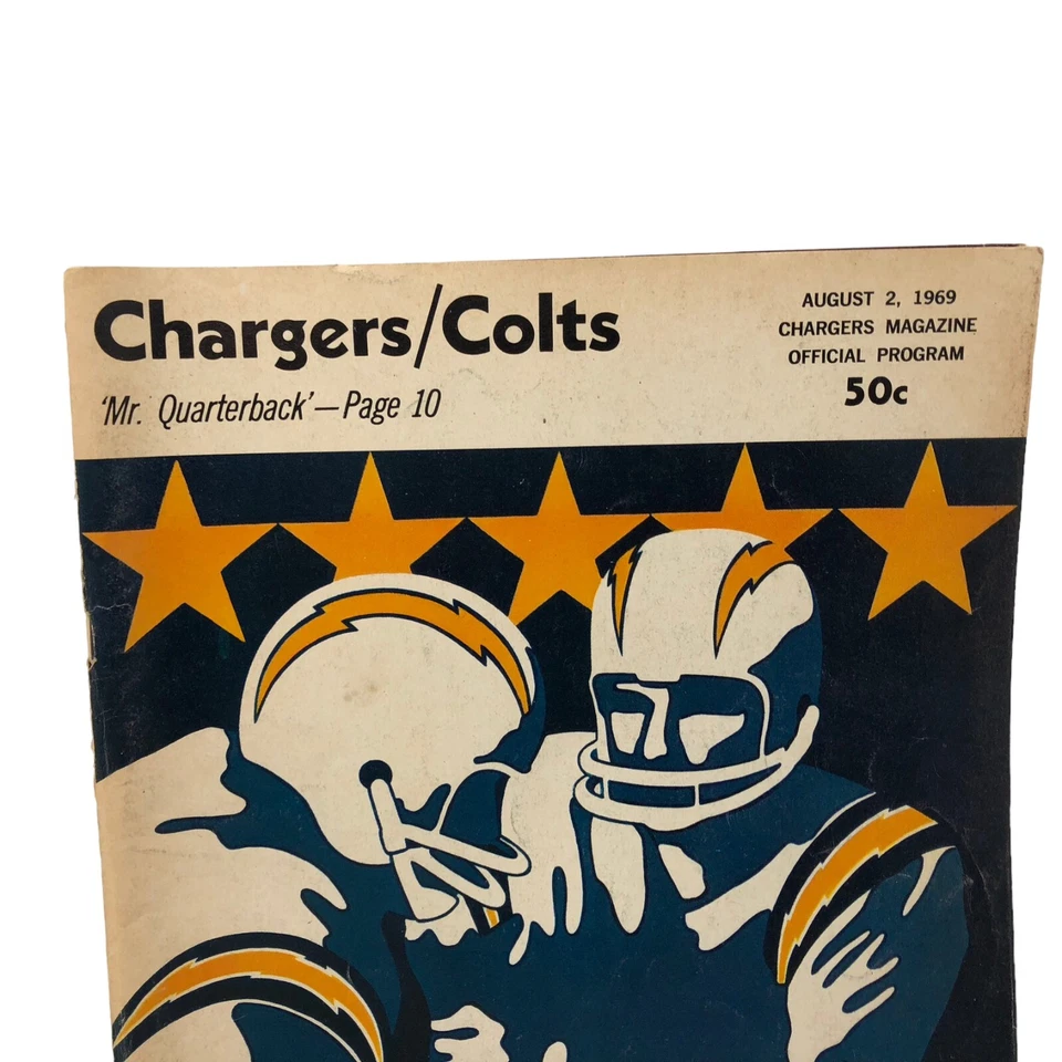 VTG  San Diego Chargers vs Baltimore Colts Program AFL August 2, 1969 Stadium - Image 2 of 4