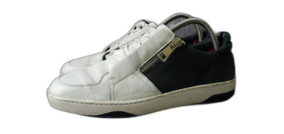GUCCI 408612 Mens White Black Leather LaceUp Sneakers Size 7 UK/8 US