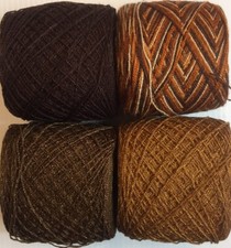 Crystal Lace yarn, Colors 4 Browns.Acry/Rayon. 900 yards per ball. 1 lot of 4