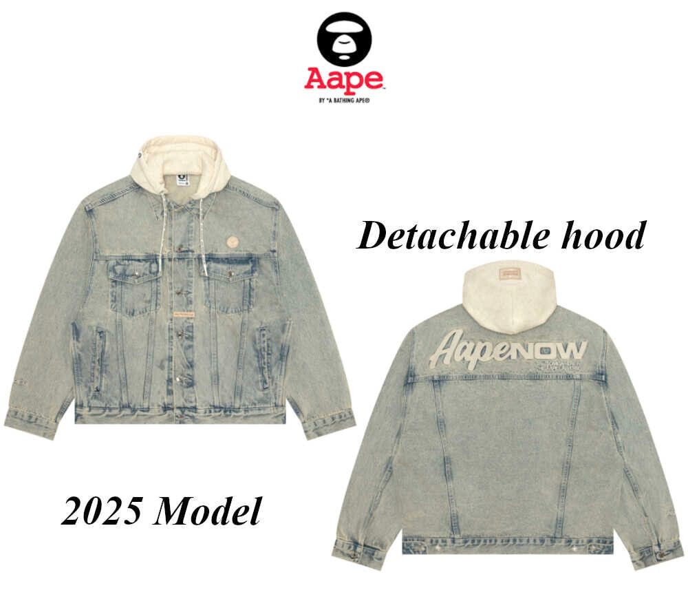 Aape By A Bathing Ape Men's Detachable Hood Denim Jacket Aape By A Bathing Ape Men's Detachable Hood Denim Jacket