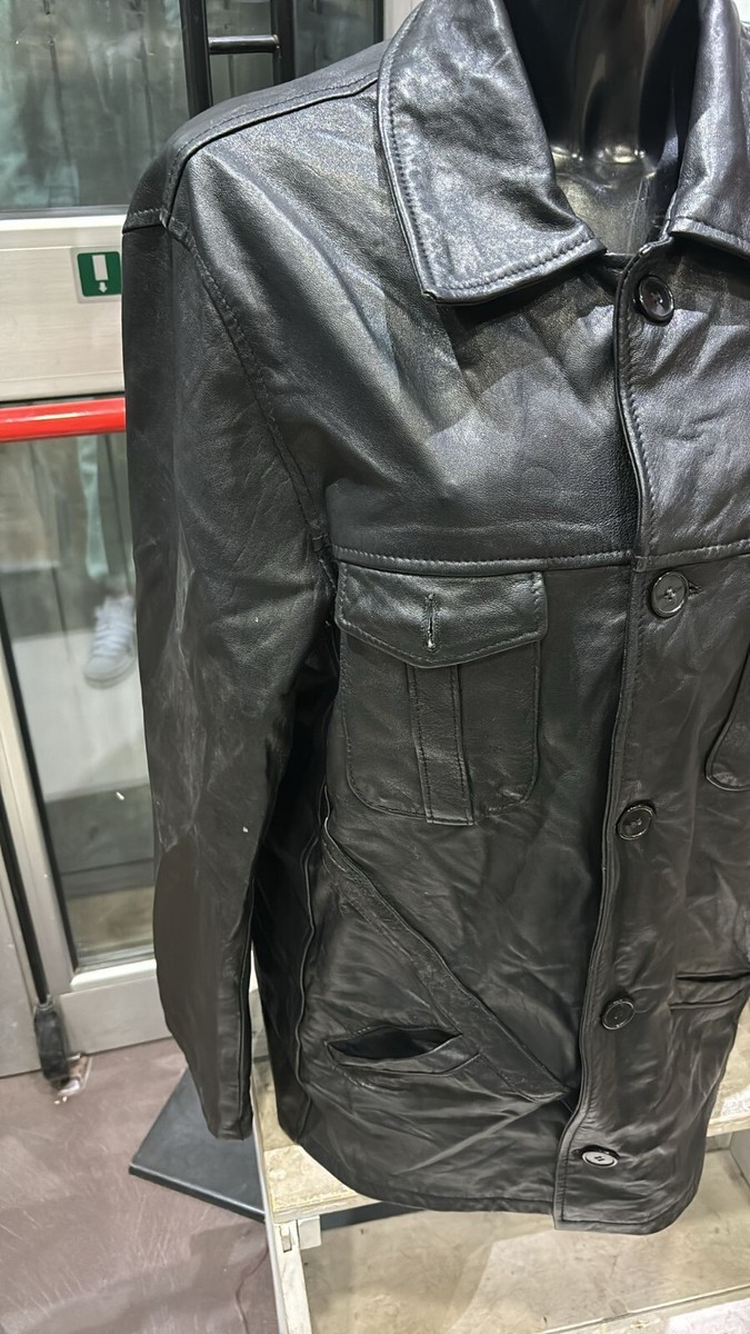 Genuine Leather Jacket Used Men's Size 46 Black LLD392 | eBay