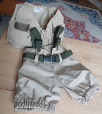 Build A Bear BAB Fishing Outfit Clothes Vest Pants Belt And Suspenders Tan/Green
