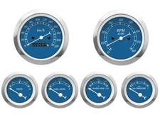 MOTOR METER RACING Classic Blue 6 Gauge Set Mechanical Speedometer KMH °C BAR