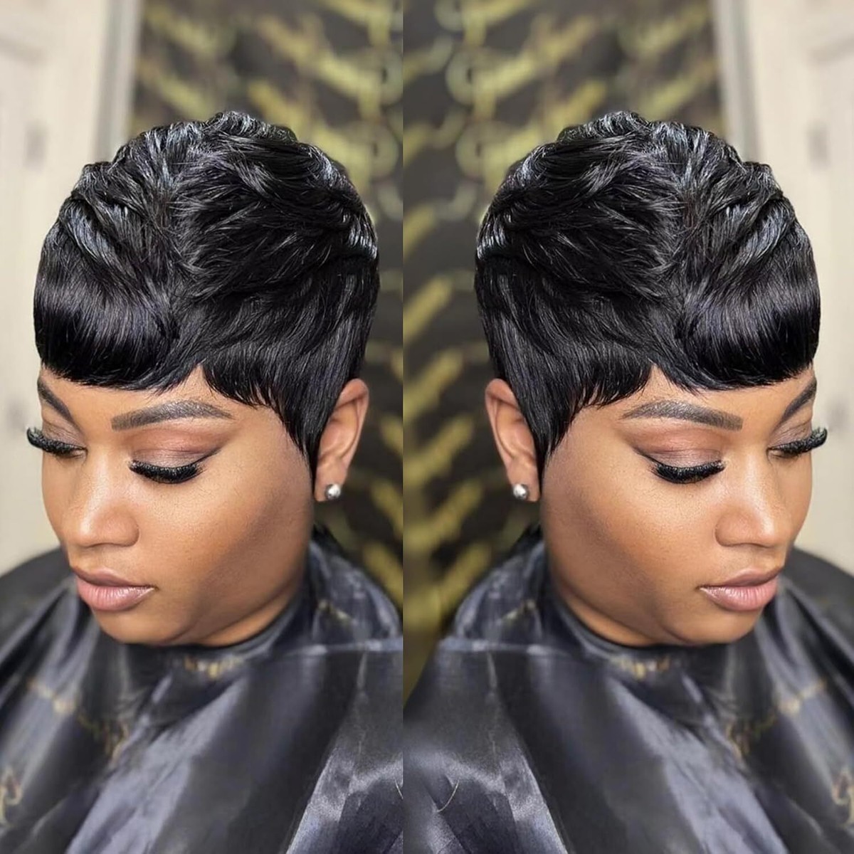 Pixie Cut Wig With Bangs For Black Women Human Hair Wigs  display picture 1