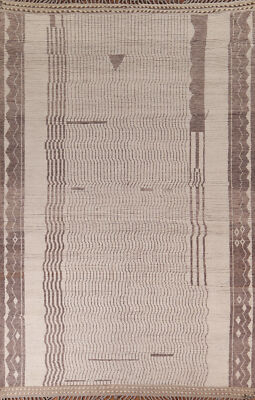 Earth-Tone Color Moroccan Oriental Rug 9x12 Wool Handmade Living Room Carpet