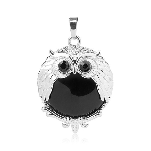 Piedra preciosa natural cuarzo cristal búhos colgante mujer collar joyería - Imagen 23 de 35
