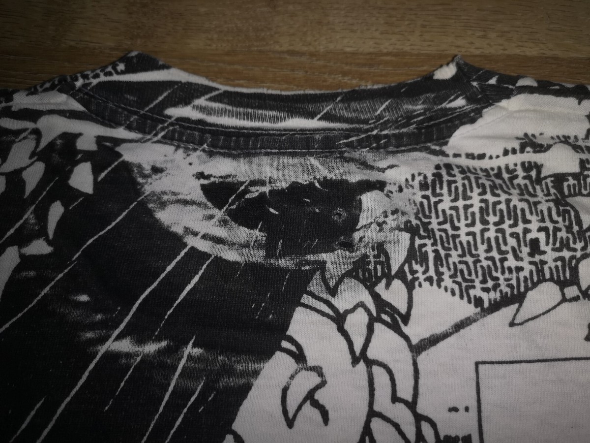 DISTRESSED! Vintage OG 90s Kuro Line AOP Pushead SCHROEDER T DISTRESSED! Vintage OG 90s Kuro Line AOP Pushead SCHROEDER T