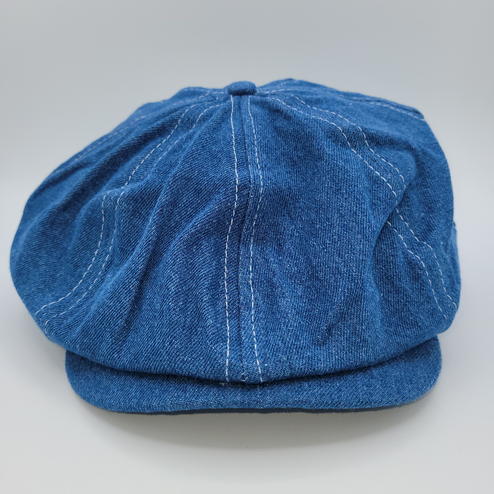 True Religion Hat Light Denim Newsboy Stitched Cap Buddha Logo Blue