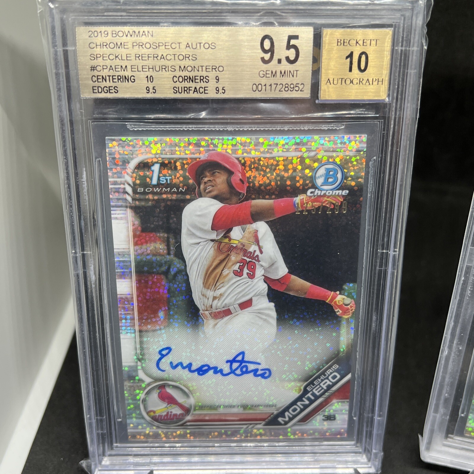 (1) 2019 BOWMAN CHROME ELEHURIS MONTERO SPECKLE REF AUTO RC /299 BGS 9.5 10 QTY