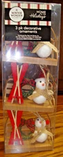 CHRISTMAS Winter Wonder Lane~3 Pk Decorative Snowman Ornaments~Home Holidays P11
