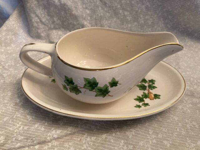 Paden City Pottery USA gravy boat and under plate. Ivy vines with vase. Paden City Pottery USA gravy boat and under plate. Ivy vines with vase.