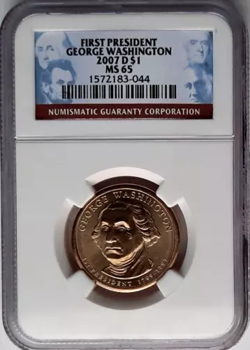 2007-D Presidential Dollar George Washington  NGC MS 65 -Portrait Label