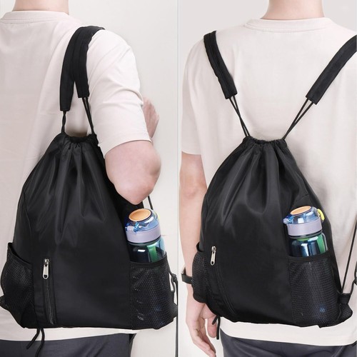 Kordelzug Sportbeutel Wasserdicht Rucksack mit Schuhfach Tunnelzug Daypack DE - Bild 6 von 16
