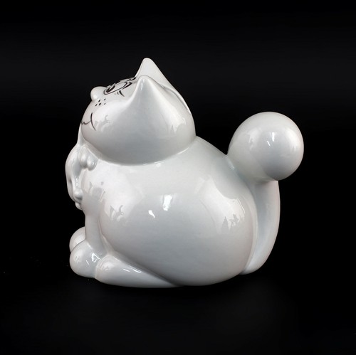 9942883 Porcelain Money Box Cat Eats Mouse Goat by W&a 10x14x13cm - Picture 3 of 5