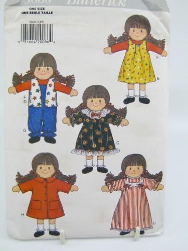 4 patrones de costura de ropa para muñecas de 11 1/2" vestido sin cortar pijamas pantalones de vestir - Imagen 2 de 7
