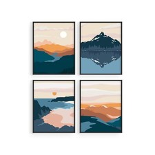 Nature Inspired Wall Art Prints Mid Century Landscape Mountain Decor