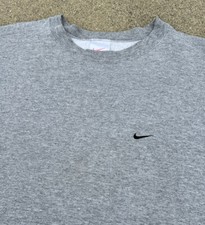 Vintage 90s Nike Grey Pullover Mini Swoosh Essential Sweatshirt Large
