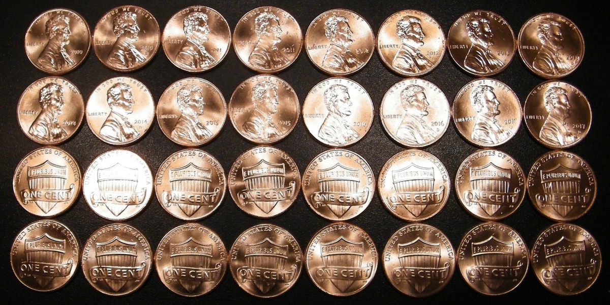 2010-2025 P&D Lincoln Shield Cent 32 Penny Set BU US Coin from