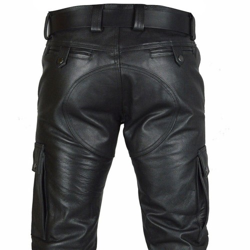 Trendige Herrenmode Leder Bleistifthose Slim Fit Bikerhose Übergröße - Picture 6 of 24