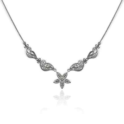 Sterling Silver Filigree Art Women Daisy Choker Necklace