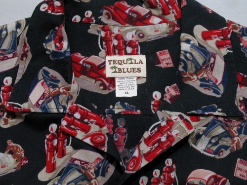 TEQUILA BLUES Pacific Camp Shirt Mens L Gas Pump Vintage USA Notch Lapel - Picture 4 of 6