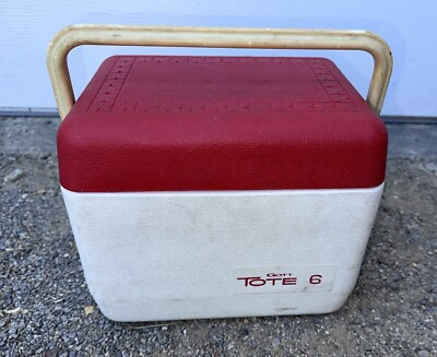 Vintage GOTT Tote 6 Cooler Red Lunch Box