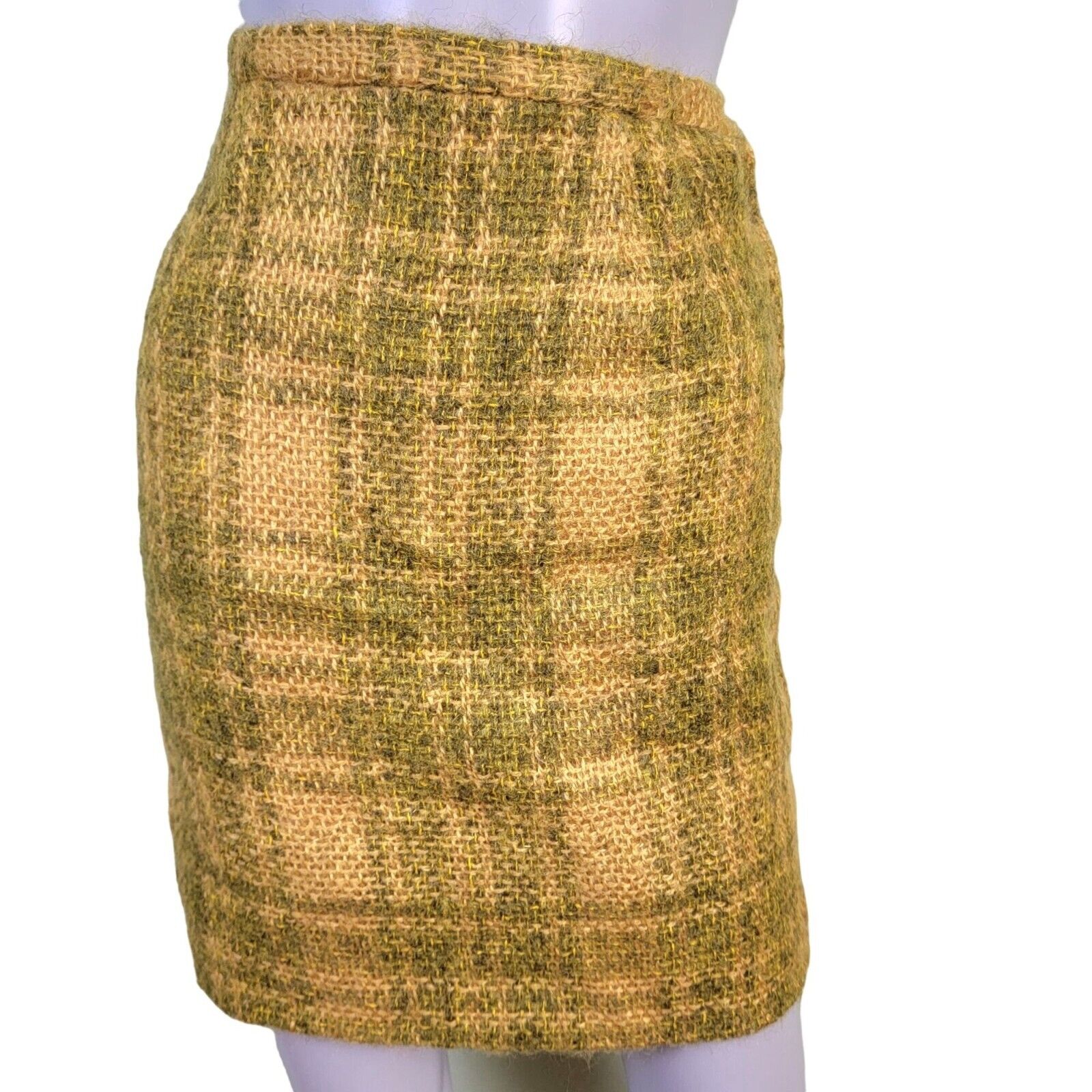 Vintage 60s Plaid Tweed Mini Skirt Women XXS Penc… - image 6