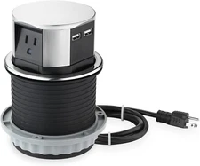 Link 2 Home Space Saver Pop up Outlet with USB, 3 Power Outlets 15A, 2 USB Ports