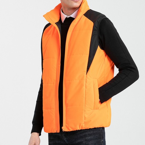 Hi Vis Puffer Vest Vegan Down-Free Quilted Stretchy Side Panel Work BodyWarmer - Picture 19 of 32