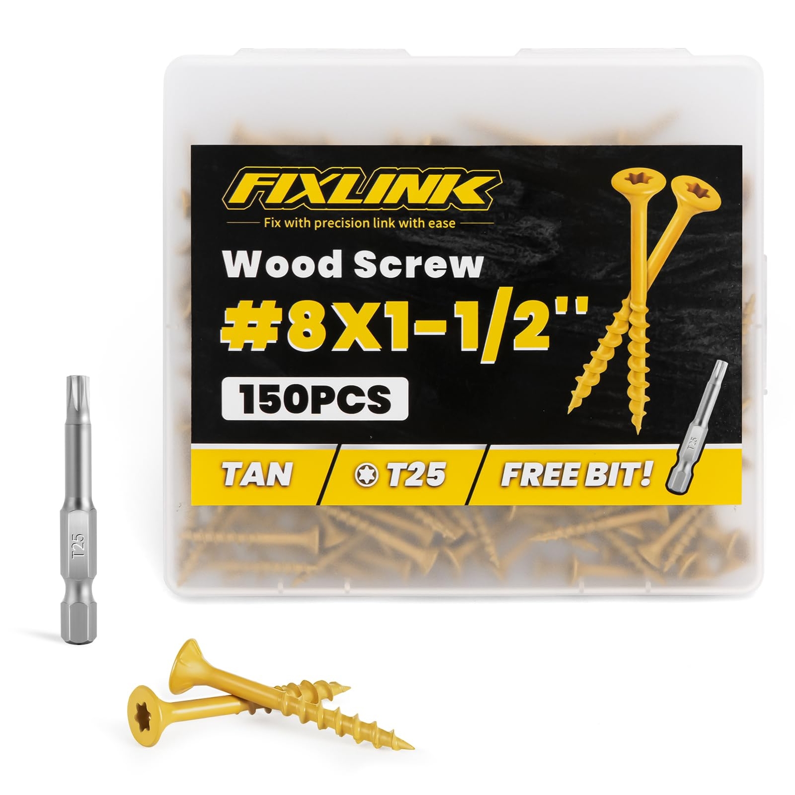 1-1/2 Inch #8 Epoxy Coated Wood Screws 150 PCS Rust Resistant Decking Fasteners