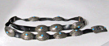 Yellowstone Vintage Sterling Silver Concho Belt 12 2 x 1.25 Signed 39" length