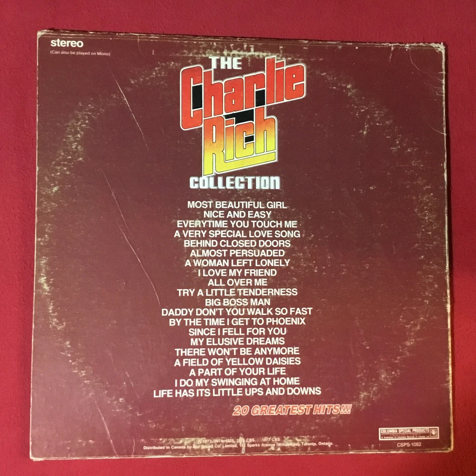 The Charlie Rich Collection *1977:Vinyl (EX) copy Columbia CSPS-1082 *CANADA - Image 3 of 4