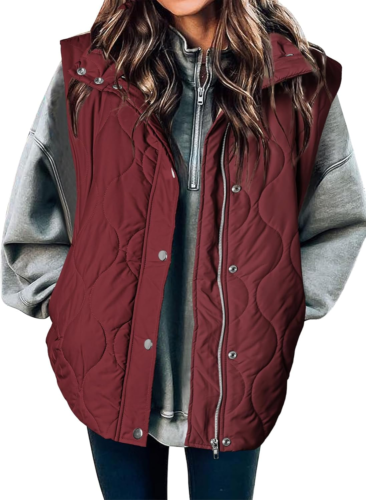 Cropped Puffer Vest Women Lightweight Quilted Stand Collar Sleeveless Jackets Fa