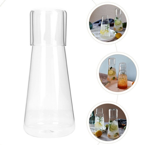 Glass Ice Teapot Clear Water Carafe Jug Household Bedside with Lid - Picture 4 of 12