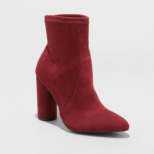 red wide width booties