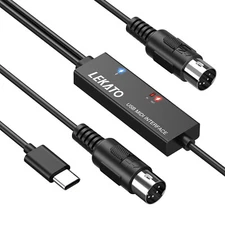 LEKATO 6.5Ft MIDI Cable MIDI to USB C Type-C MIDI Input & Output Interface