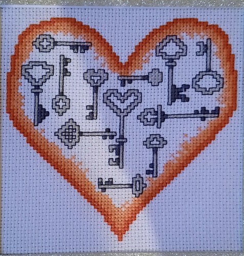 Large Handmade Completed Cross Stitch Birthday/Celebration Card - Key To My... - Picture 2 of 6
