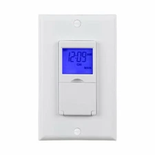 BN-LINK 7 Day Programmable Timer Switch, Single or 3 Way, blue background light