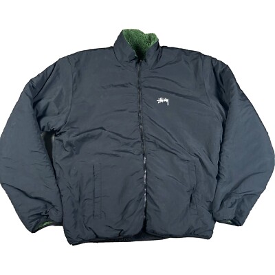 Stussy 8 Ball Sherpa Reversible Jacket Mens XL Extra Large