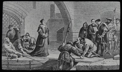 Glass Magic Lantern Slide CRAMMER AT TRAITORS GATE C1890 OLD HISTORIC DRAWING