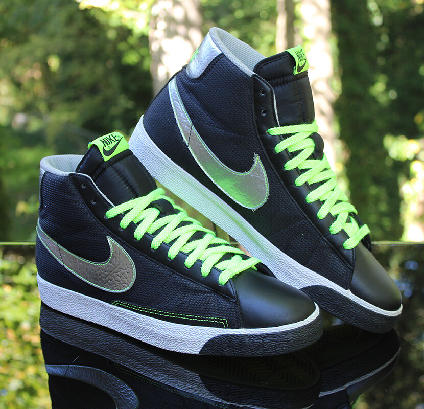 Nike Blazer Mid Black Metallic Silver Volt 2008 Men's Size