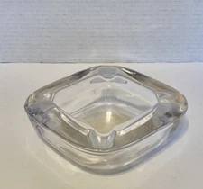 Vintage MCM Ashtray Clear Glass Heavy 3.5 lbs square 6”x6”x2” thick.